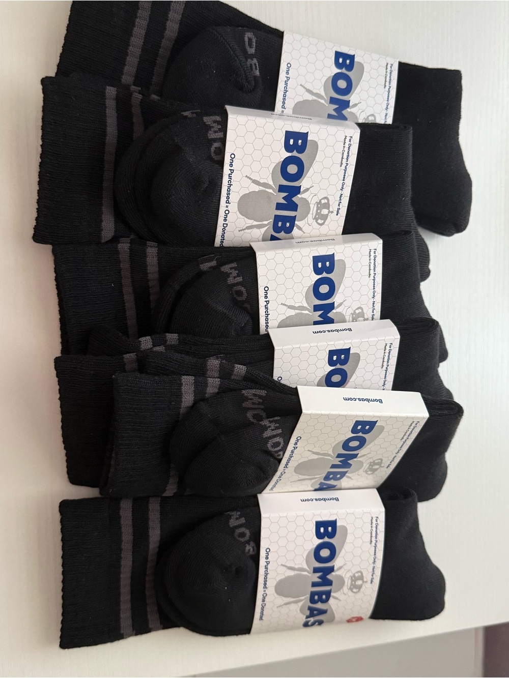 New BOMBAS Classic Black Socks - Size 1 SM 4 MED 1 large six  pairs